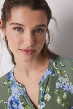 Womensecret Camisón midi 100% algodón verde flores estampado