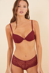 Womensecret Panty brasileña ancho encaje guinda púrpura