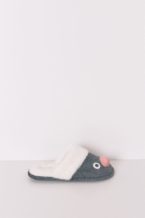 Women'secret Pantuflas Pingu 3D gris gris