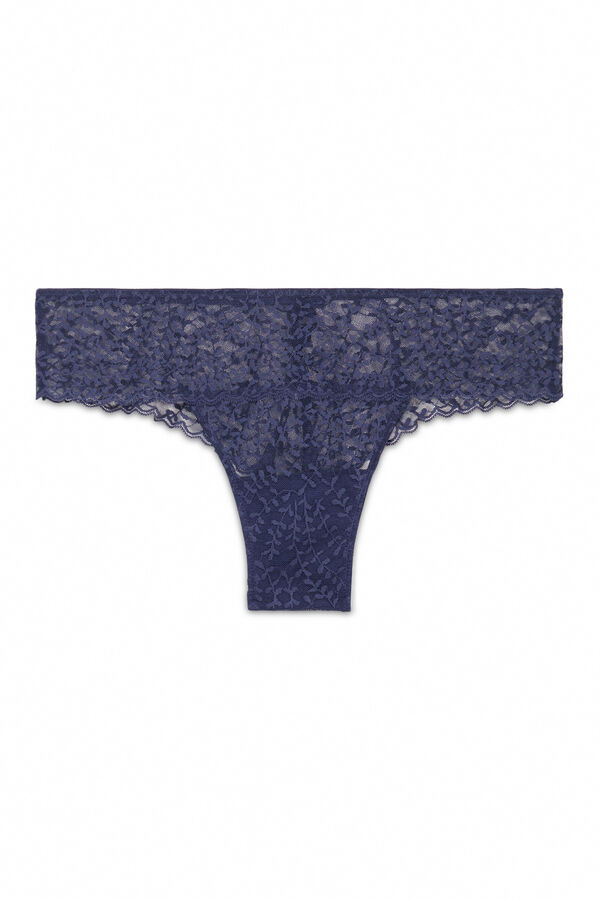 Women'secret Panty brasileño ancha de encaje azul azul