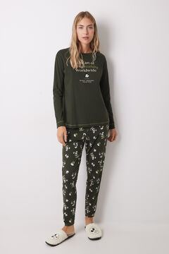 Womensecret Pijama larga de Mickey y Minnie kaki