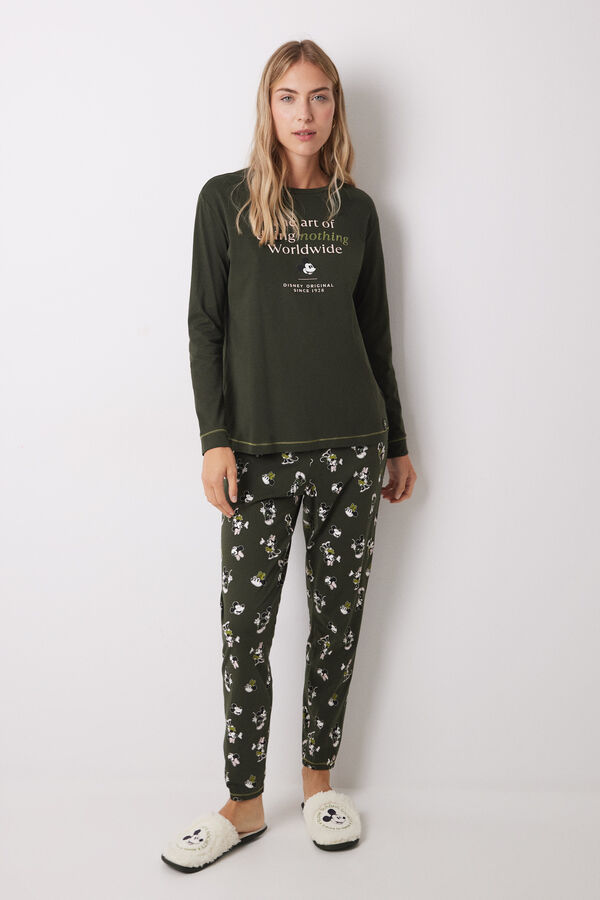 Womensecret Pijama larga de Mickey y Minnie kaki