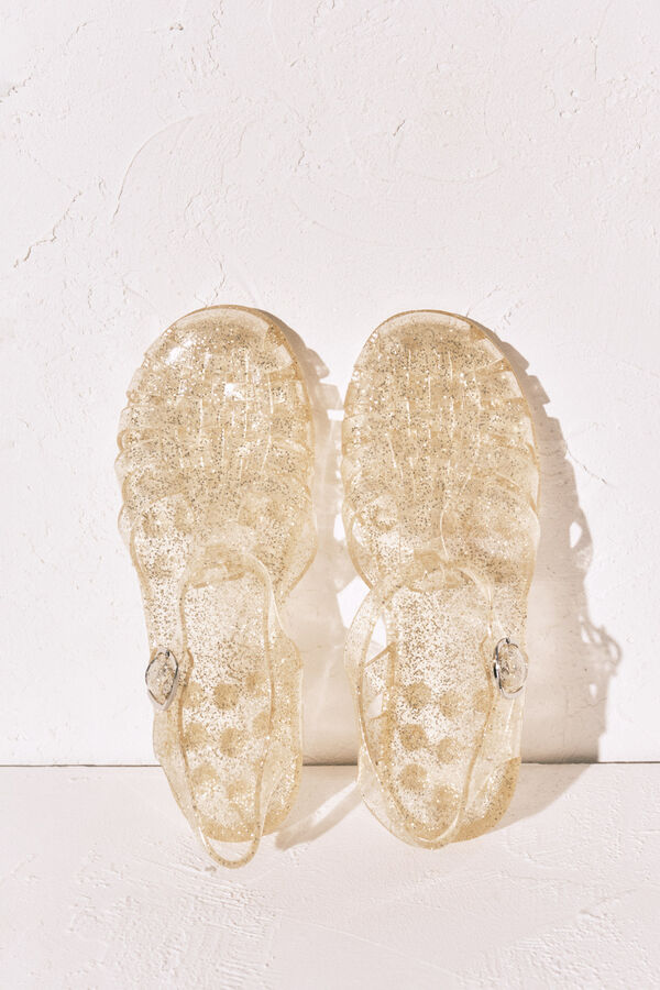 Women'secret Sandalias cangrejeras jelly dorado kaki