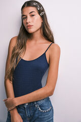 HI&BYE Body de tirantes con strass azul marino azul