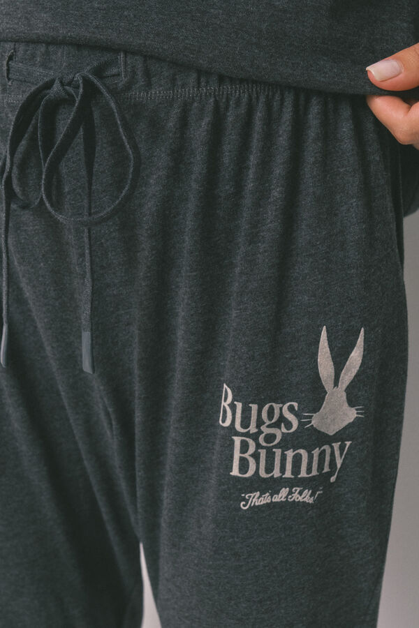 Women'secret Pijama larga de algodón gris de Bugs Bunny gris