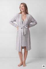 Women'secret Bata midi con cintur&oacute;n gris gris