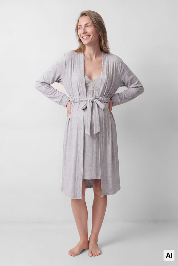Women'secret Bata midi con cintur&oacute;n gris gris