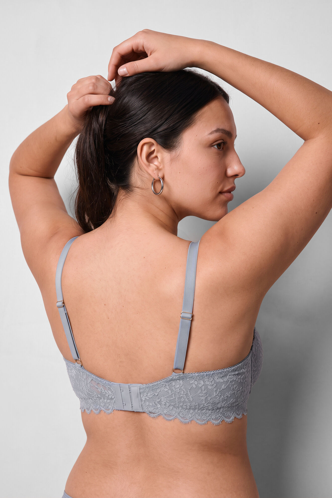 Women'secret Brasier balconette con relleno de encaje azul BEAUTIFUL