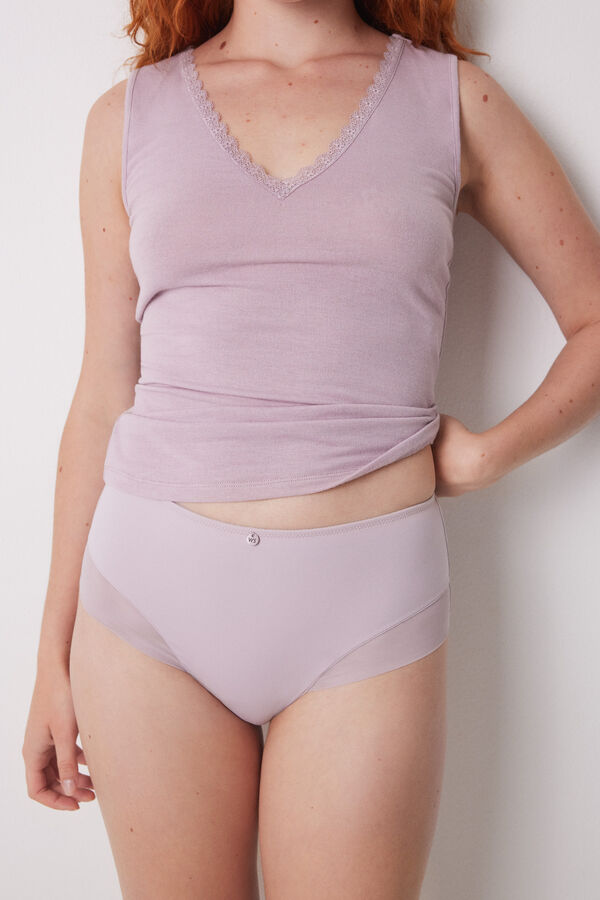 Womensecret Panty alto clásico microfibra lila morado/lila