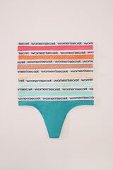 Womensecret Pack de 7 tangas de algodón con logo blanco