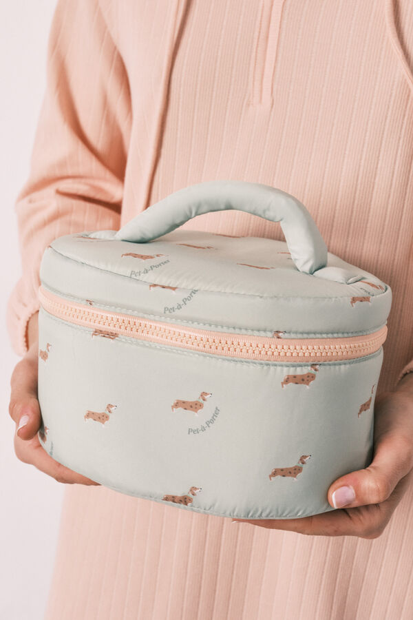 Women'secret Neceser mediano estampado de perritos verde verde