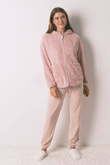 Women'secret Bata corta de tejido de pelo rosa lurex rosa