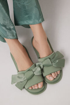 Womensecret Pantuflas satén lazo verde verde