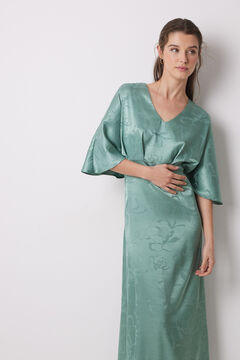 Womensecret Vestido caftán satén jacquard verde verde
