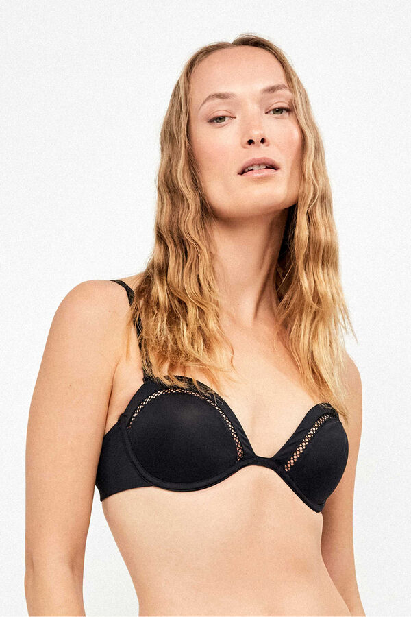 Gisela Top bikini bandeau escote pronunciado negro