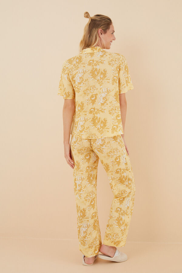 Womensecret Pijama camisera larga flores amarillo estampado