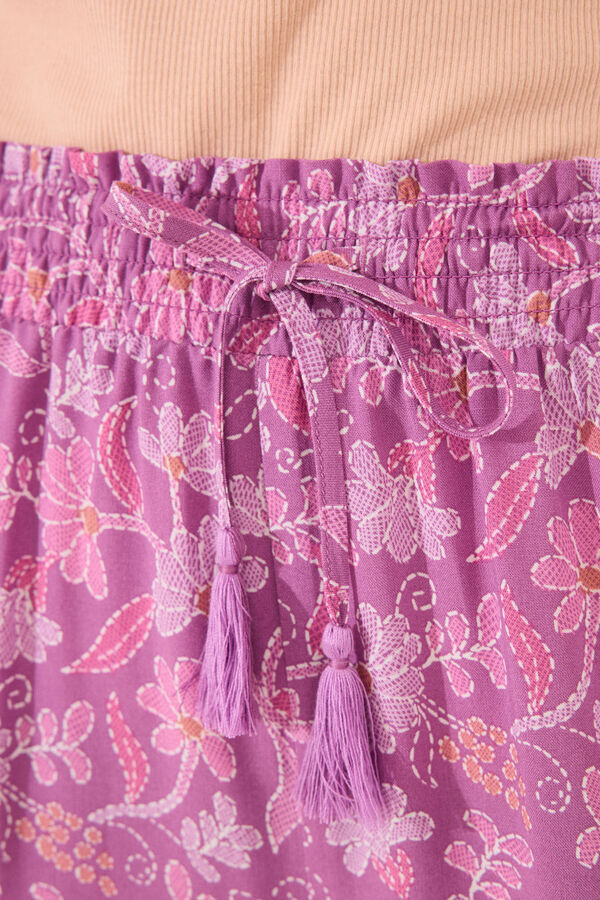 Womensecret Pantalón largo de viscosa con estampado floral boho estampado
