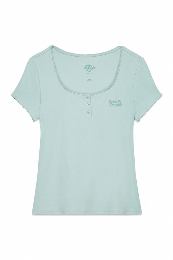 Women'secret Playera de manga corta de algod&oacute;n verde verde