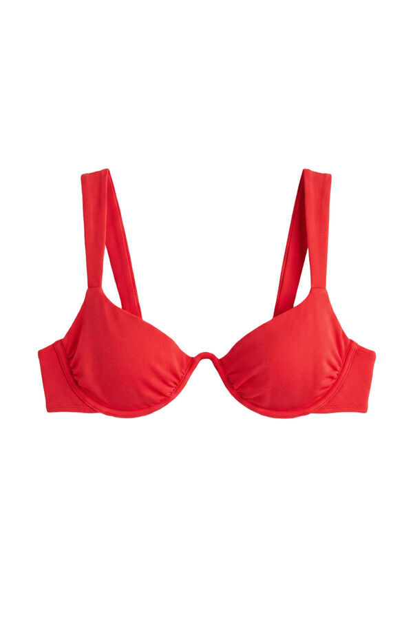 Women'secret Traje de ba&ntilde;o bikini con varilla continua rojo textura rojo