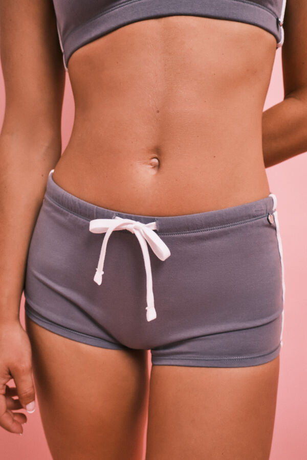 HI&BYE Short mini de algod&oacute;n gris oscuro gris