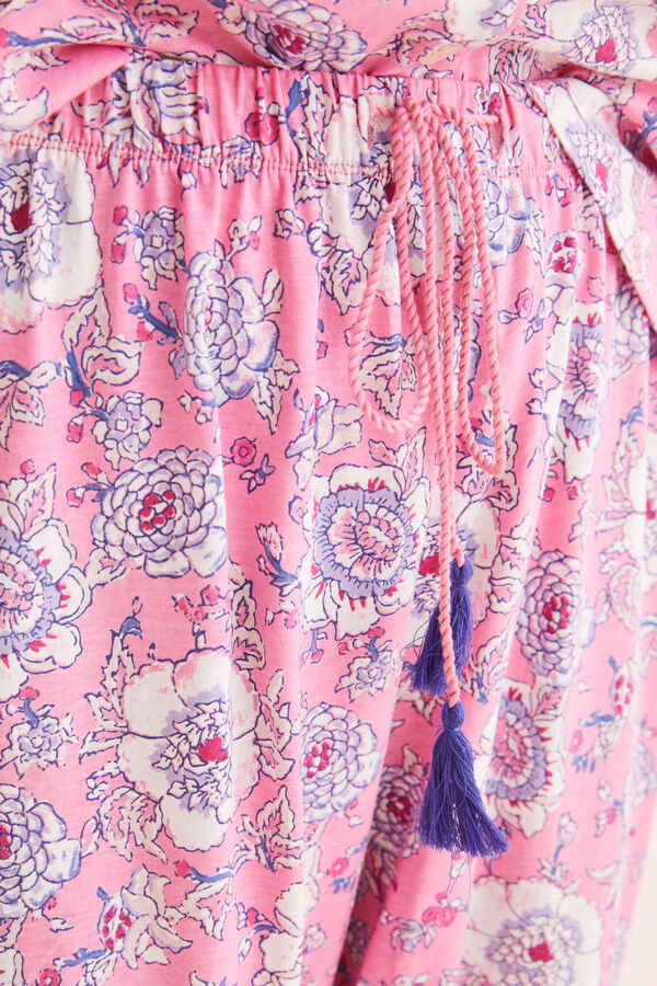 Womensecret Pijama camisera 100% algodón estampado rosa rosa