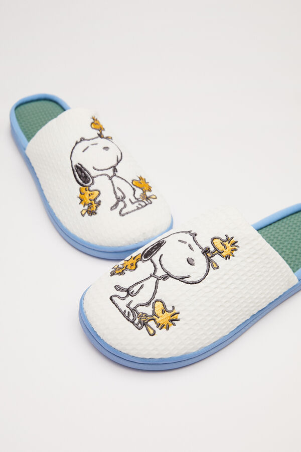 Womensecret Zapatillas casa tipo ducha Snoopy blanco