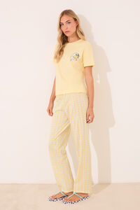 Womensecret Pijama larga 100% algodón con limones de Snoopy amarillo