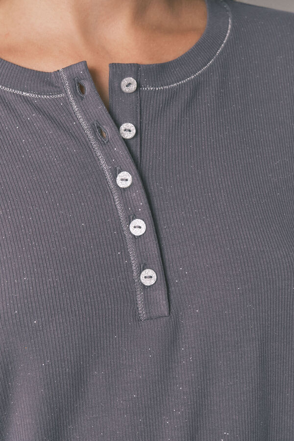 Women'secret Playera de viscosa gris brillante de manga larga gris