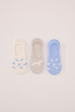 Womensecret Pack de 3 calcetines invisibles con estampado de perro estampado