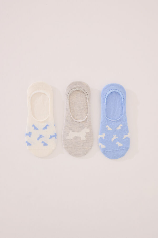 Womensecret Pack de 3 calcetines invisibles con estampado de perro estampado