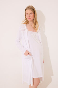 Womensecret Bata midi " premamá " blanca marfil