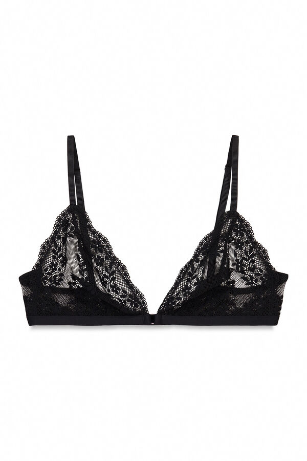 Women'secret Brasier triangular de encaje negro NATURAL negro