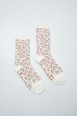 Women'secret Calcetines largos estampado animal caf&eacute; gris