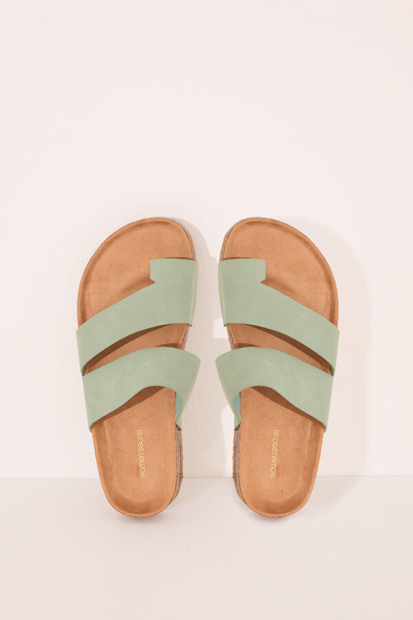 Womensecret Chanclas bio en color caqui kaki