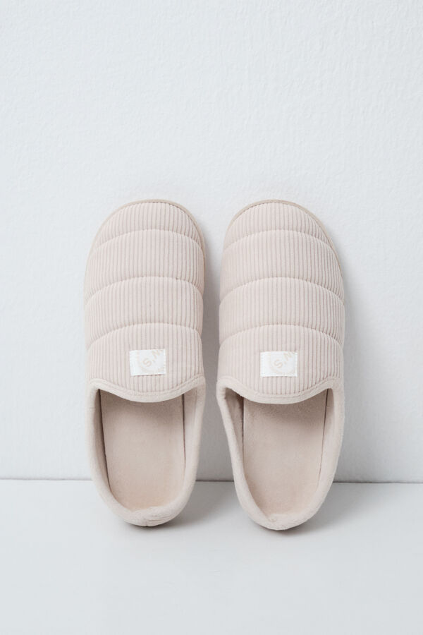 Women'secret Zapatillas de casa de suela acolchada beige beige