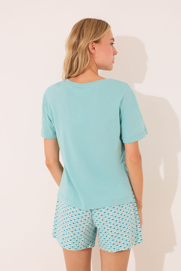 Womensecret Pijama corta verde de Snoopy 100 % algodón verde