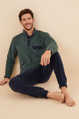 Womensecret Pijama larga hombre cuello chimenea botones kaki