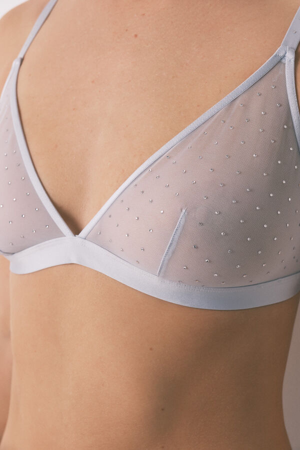 Women'secret Brasier triangular con pedrería azul NATURAL azul