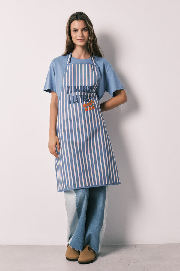 Women'secret Delantal de algod&oacute;n estampado de rayas azul