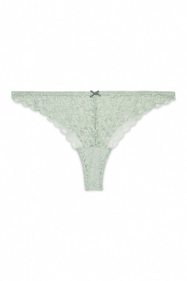 Women'secret Panty brasileño de encaje verde verde