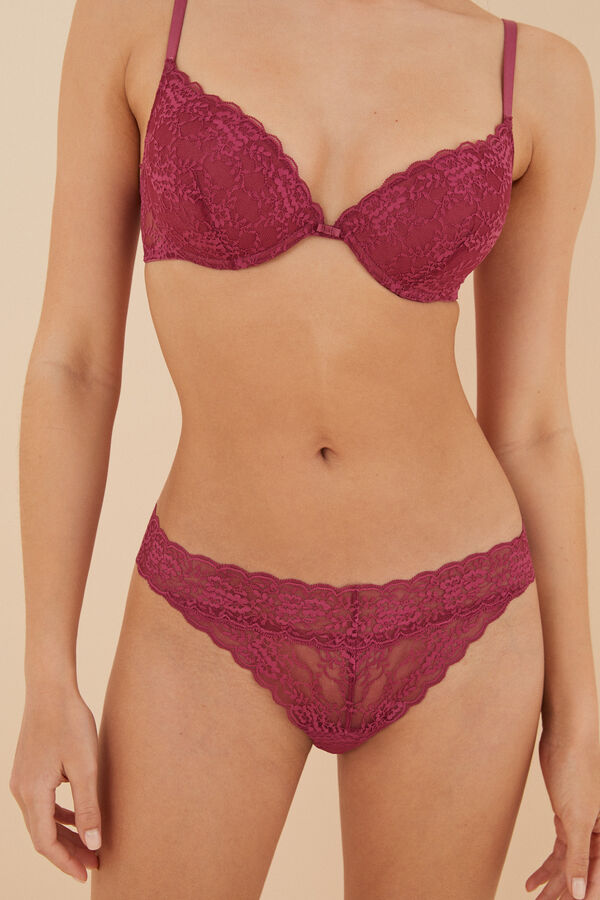 Womensecret Panty encaje carmín rosa