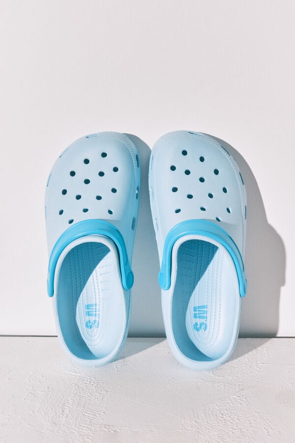 Women'secret Pantunflas zueco de goma azul azul
