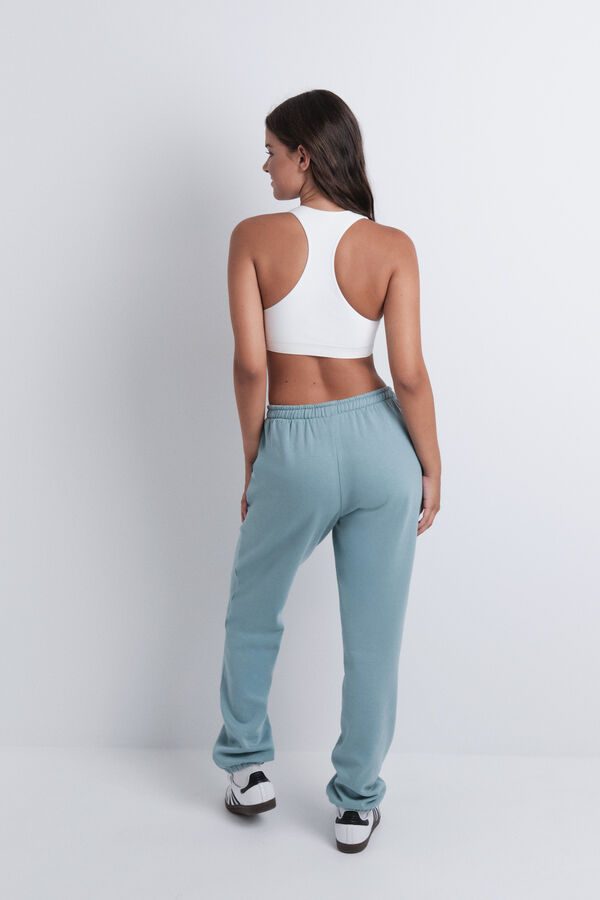 HI&BYE Pantalón jogger de felpa de algodón verde verde