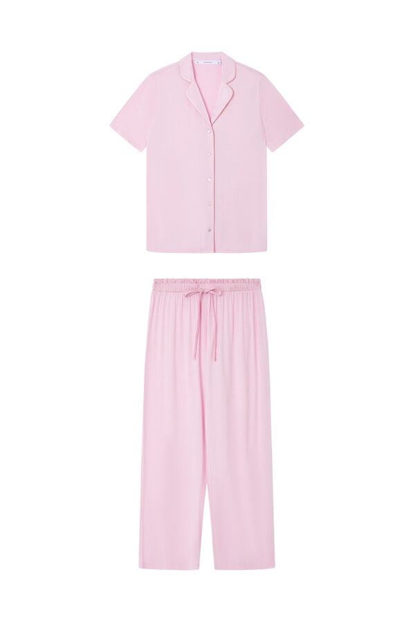 Womensecret Pijama camisera Capri de viscosa rosa rosa