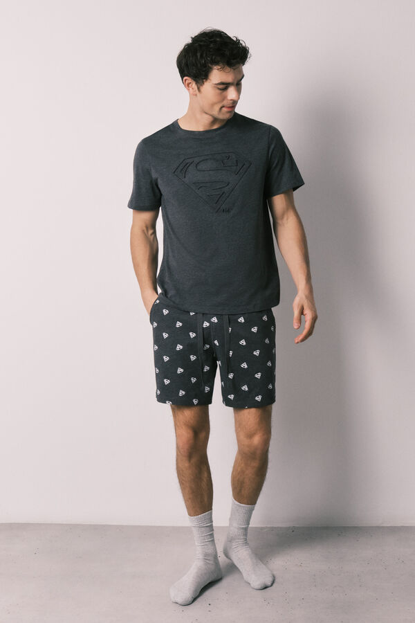 Women'secret Pijama de hombre corta de algod&oacute;n Superman gris