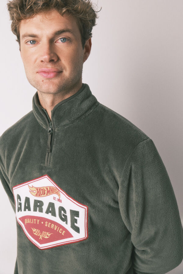 Women'secret Pijama larga de hombre de forro polar verde Forro polar de Hotwheels kaki