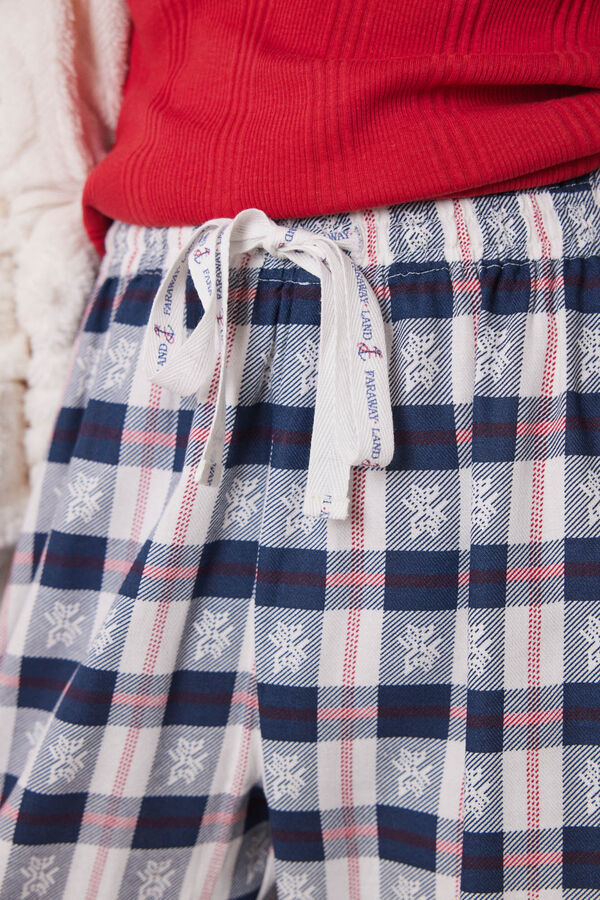 Womensecret Pantalón pijama cuadros azul estampado