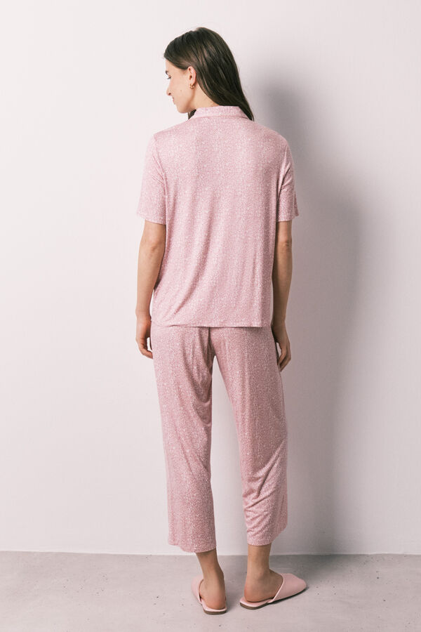 Women'secret Pijama larga camisera estampado flores rosa