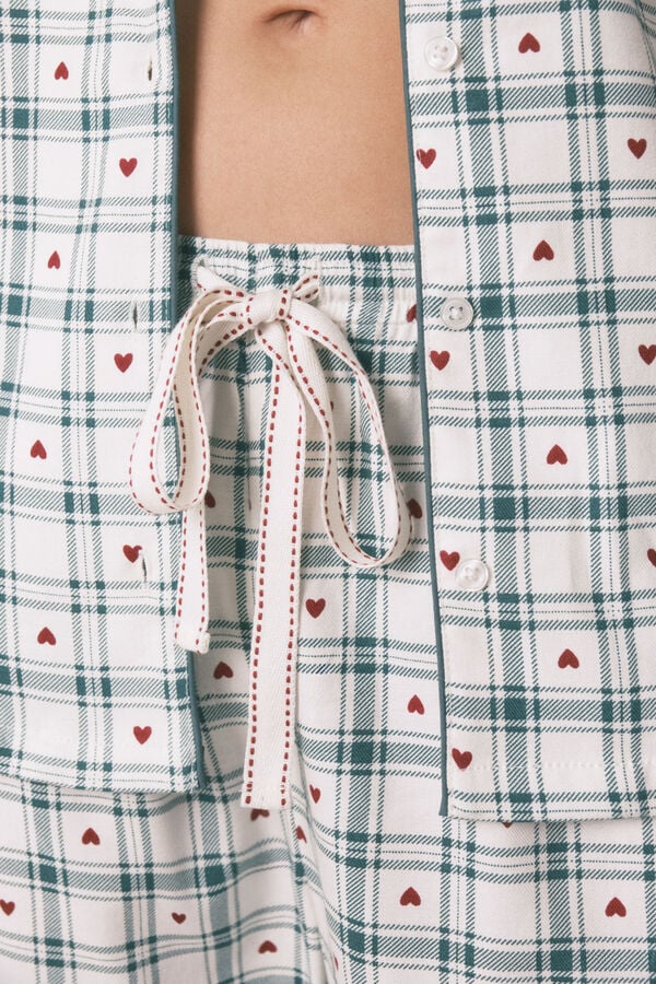 Women'secret Pijama camisera de algodón a cuadros estampado