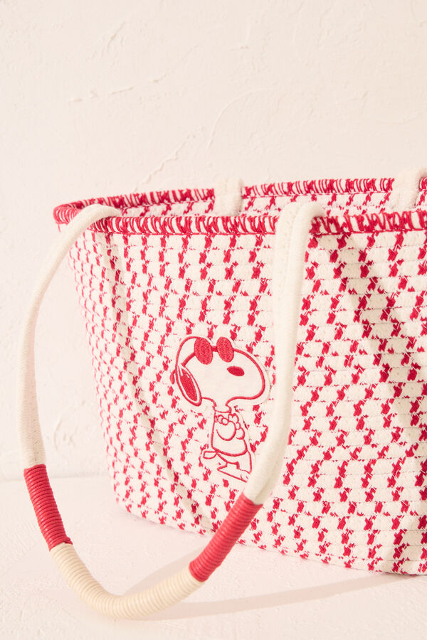 Womensecret Bolsa shopper mediano de Snoopy blanco